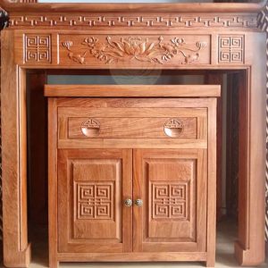 Bàn thờ triện sen 1m27 gỗ gõ BTĐ83