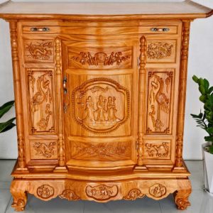 Tủ thờ phúc lộc thọ 1m27 gỗ gõ BTĐ89