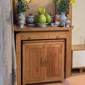 Bàn thờ 1m07 gỗ sồi nga BTĐ06