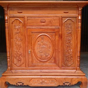 Tủ thờ đục hoa sen 1m27 gỗ hương BTĐ117