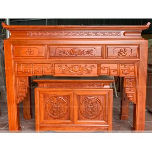 Án gian thờ triện sen 1m75 gỗ gõ BTĐ87
