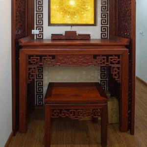 Bàn thờ triện sen 1m07 gỗ gụ lào BTĐ13