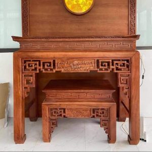 Bàn thờ triện sen 1m27 gỗ hương BTĐ14