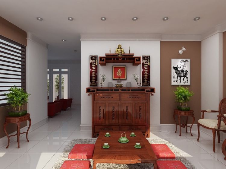 Thiết kế phòng thờ truyền thống rất được người Việt ưa chuộng.
