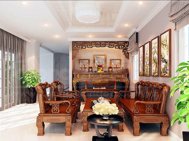 Mẫu phòng thờ theo phong cách cổ điển cho nhà cấp 4.