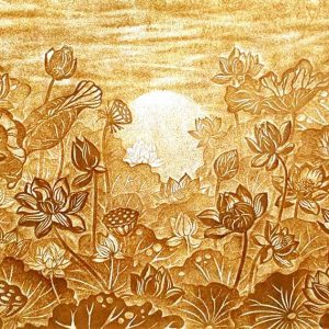 Tranh trúc chỉ chữ nhật 60x80 sen ngang BTĐ209