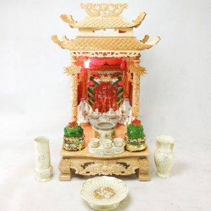 Khám thờ phát tài 48cm mái chùa gỗ sồi nga BTĐ168