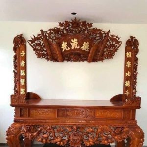 Cuốn thư câu đối đức lưu quang gỗ hương BTĐ138