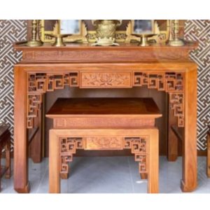 Bàn thờ triện sen 1m27 gỗ gõ BTĐ306