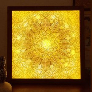 Tranh trúc chỉ vuông bình mình hoa sen BTĐ334