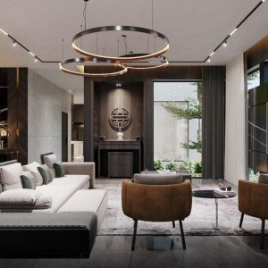 Mẫu bàn thờ kết hợp với phòng khách MS12