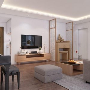 Mẫu bàn thờ kết hợp với phòng khách MS10