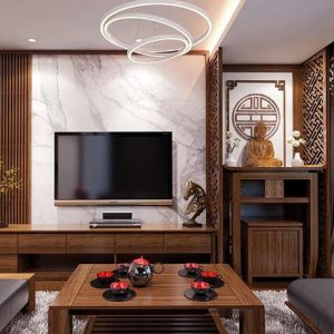 Mẫu bàn thờ kết hợp với phòng khách MS07