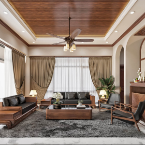 Mẫu bàn thờ kết hợp với phòng khách MS04
