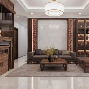 Mẫu bàn thờ kết hợp với phòng khách MS03