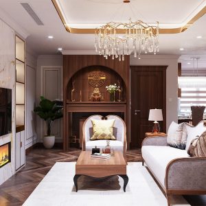 Mẫu bàn thờ kết hợp với phòng khách MS02