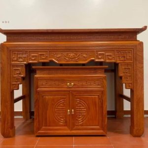 Bàn thờ triện sen 1m75 gỗ hương đá BTĐ350