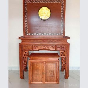 Bàn thờ triện sen 1m27 gỗ hương đá BTĐ348