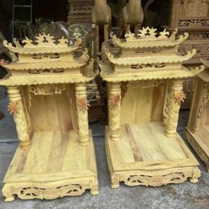 Bàn thờ thần tài 48cm mái chùa gỗ mít BTĐ388