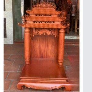 Bàn thờ thần tài 48cm mái chùa gỗ hương BTĐ435