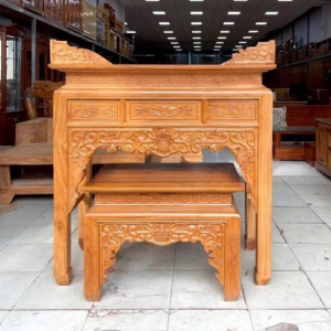 Bàn thờ 1m27 như ý gỗ gõ BTĐ359
