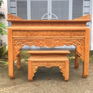 Bàn thờ 1m75 như ý gỗ gõ BTĐ351