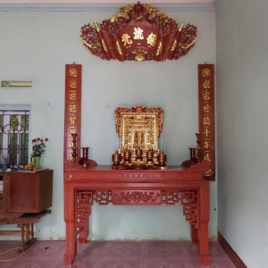 Bàn thờ triện sen 1m27 gỗ hương đá BTĐ356
