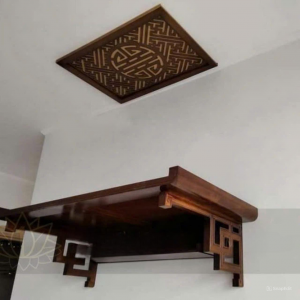 Bàn thờ treo 89p chân ziczac gỗ sồi nga BTĐ377