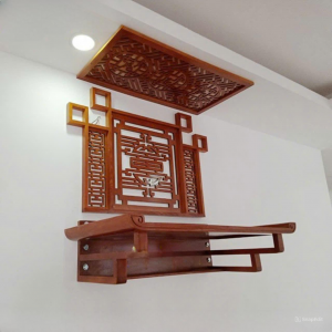 Bàn thờ treo 1m07 chân thang gỗ sồi nga BTĐ373