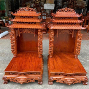 Bàn thờ thần tài 48cm mái chùa gỗ hương BTĐ428