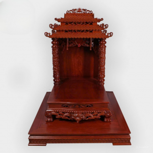 Bàn thờ thần tài 48cm mái chùa gỗ hương BTĐ427