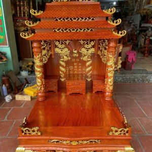 Bàn thờ thần tài 68cm mái chùa gỗ hương BTĐ421
