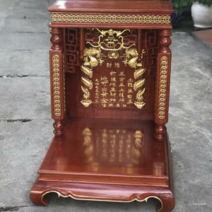 Bàn thờ thần tài 61cm mái bằng gỗ hương BTĐ434