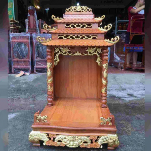 Bàn thờ thần tài 61cm mái chùa gỗ hương BTĐ431
