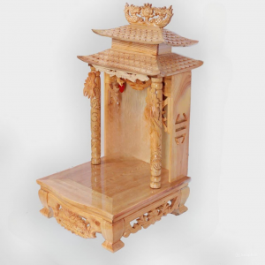 Bàn thờ thần tài 48cm mái chùa gỗ sồi nga BTĐ451