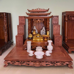 Combo bàn thờ thần tài 61cm gỗ hương BTĐ466