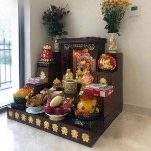 Combo bàn thờ thần tài 48cm gỗ gụ BTĐ460