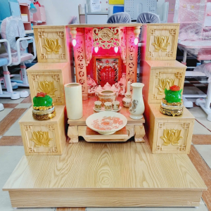 Combo bàn thờ thần tài 41cm gỗ sồi nga BTĐ458
