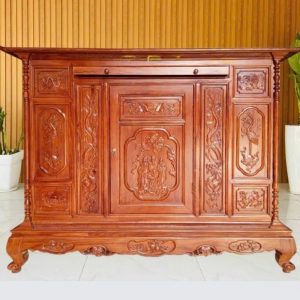Tủ thờ 1m75 tứ linh gỗ hương BTĐ503