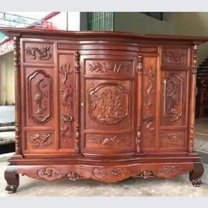 Tủ thờ 1m75 tứ linh gỗ hương BTĐ500