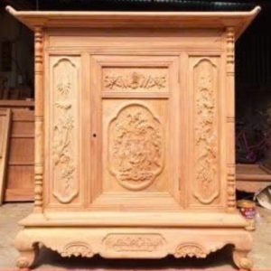 Tủ thờ 1m07 đục hoa gỗ gõ BTĐ511