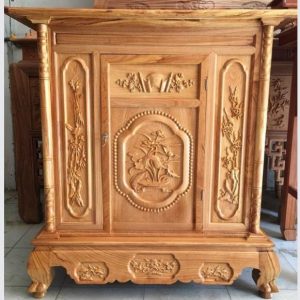 Tủ thờ 1m07 đục hoa gỗ gõ BTĐ510