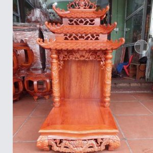 Bàn thờ thần tài 48cm mái bằng gỗ hương BTĐ607