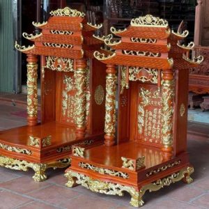 Bàn thờ thần tài 61cm mái chùa gỗ hương BTĐ604