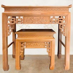 Bàn thờ triện sen 1m27 gỗ sồi nga BTĐ477