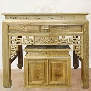 Bàn thờ triện sen 1m53 gỗ sồi nga BTĐ474