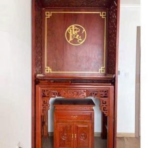 Bàn thờ triện sen 1m27 gỗ sồi nga BTĐ491