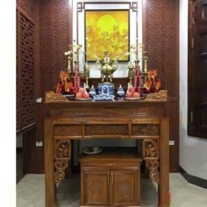 Bàn thờ triện sen 1m27 gỗ sồi nga BTĐ490