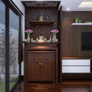 Bàn thờ chung cư 1m07 gỗ sồi nga BTĐ489