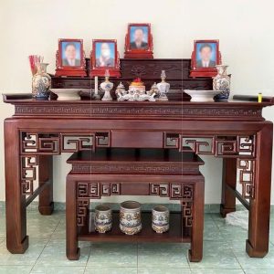 Bàn thờ tam cấp 1m75 gỗ gụ lào BTĐ515